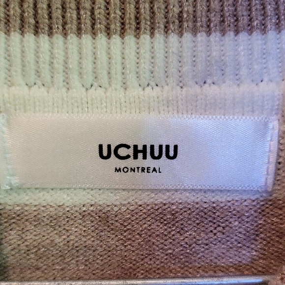 Striped Beige and White Womans Turtleneck Sweater - Picture 2 of 6